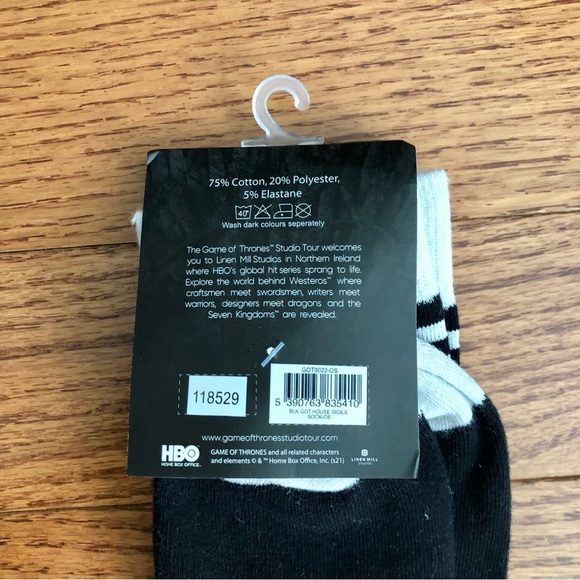Game of Thrones Studio Tour RARE House Sigils Black Socks Women’s Size O/S NWT - Picture 4 of 6
